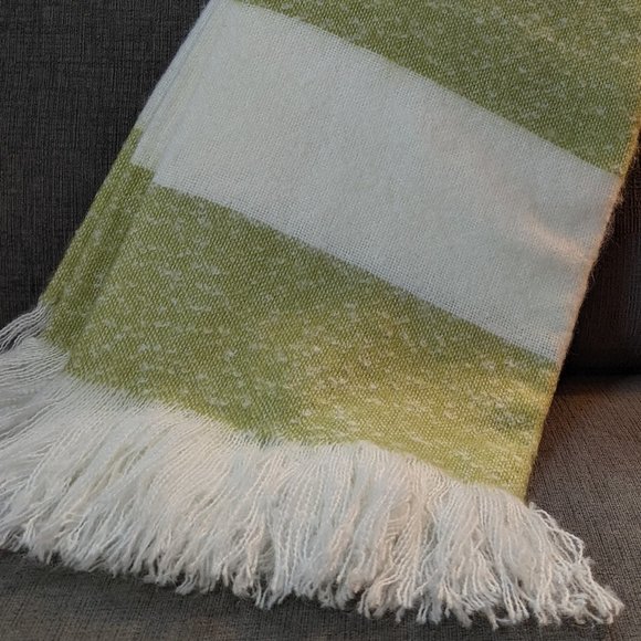 HARMAN HOME Bold Stripe Super Soft Faux Mohair Throw Green 50" X 60" Brand New - Picture 8 of 10